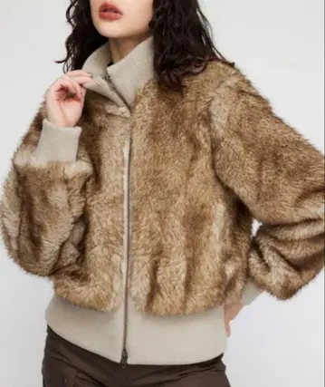 브라운 퍼 숏 자켓