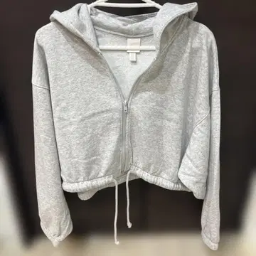 H&M 그레이 크롭 후드티 XS