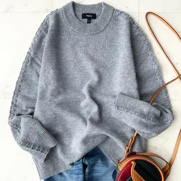 컨디션 최상 띠어리 Theory 캐시미어 울 크루넥 니트 그레이