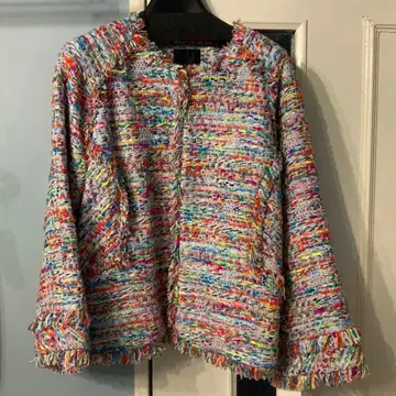 노카라 트위드 자켓 멀티 컬러