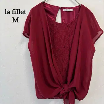 라피레 레이스 겹침 쉬폰 리본 블라우스 와인 레드 M 사이즈