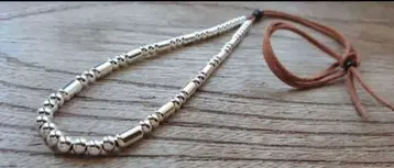 새상품*실버925 파이프 비즈 목걸이 고로즈 커스텀 등에 가죽끈