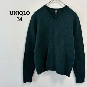 유니클로 V넥 니트 스웨터 그린 M 사이즈