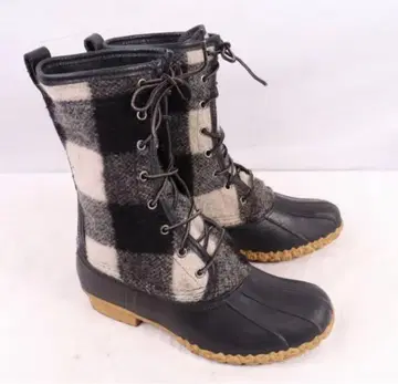 L.L.Bean 버팔로 체크 빈 부츠 블랙 화이트 체크 무늬 겨울 부츠