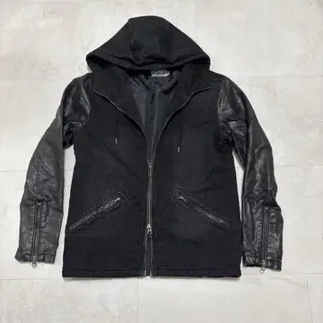 grn 가죽 후드티 M 더블 지퍼 인조 가죽 자켓 크롭 y2k