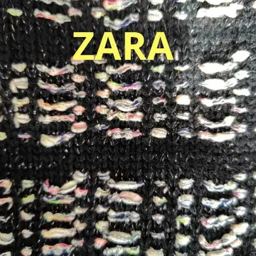 ZARA 자라 블랙 x 멀티 컬러 라메 미니 원피스 롱 니트 7부 소매