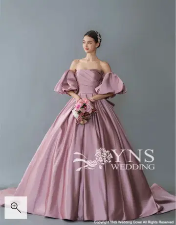 퍼플 핑크 오프숄더 A라인 드레스 파니에 포함