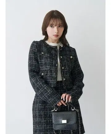 새상품 MERCURYDUO 오리지널 트위드 노카라 자켓