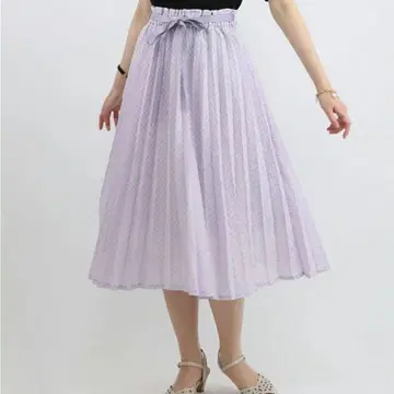 F.i.n.t 퍼플 깅엄 체크 플리츠 스커트