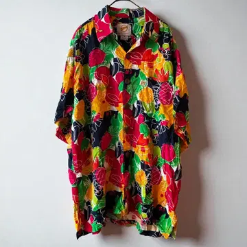 90s vintage 하와이안 셔츠 후르츠 패턴