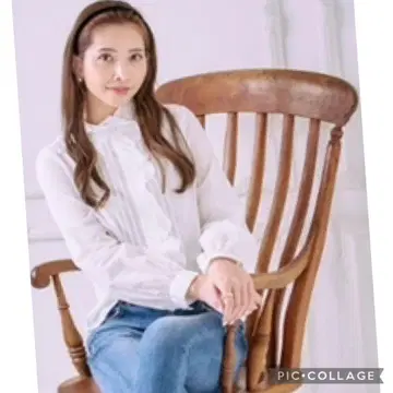 미사용 Meline M. 스탠드 프릴 블라우스