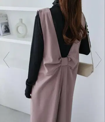 택 포함 새상품! 더스티 핑크 리본 살로펫 올인원