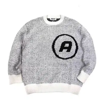 AICHE 니트 스웨터 그레이/화이트 L