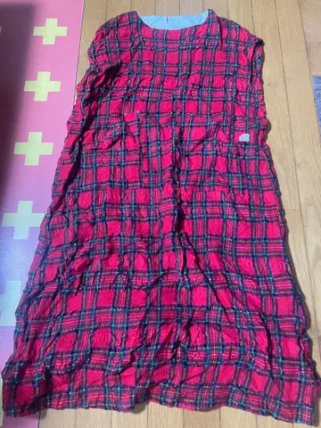 카이세이도 슬리브리스 체크 무늬 원피스