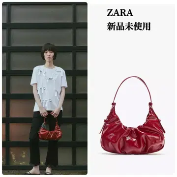 완판템 ZARA 크랙 텍스처 개더 백 택 포함 새상품