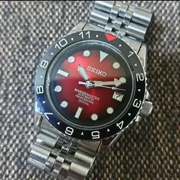 SEIKO 7s26 자동 와인딩 손목시계 레드 다이얼