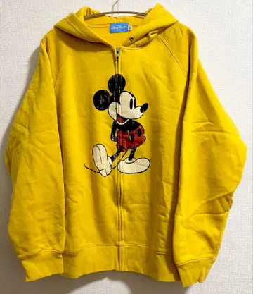 디즈니 미키 귀 달린 후드티 옐로우 컬러 LL XL 속기모 지퍼