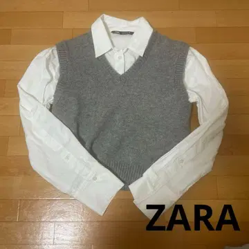 ZARA 그레이 니트 베스트 셔츠 세트