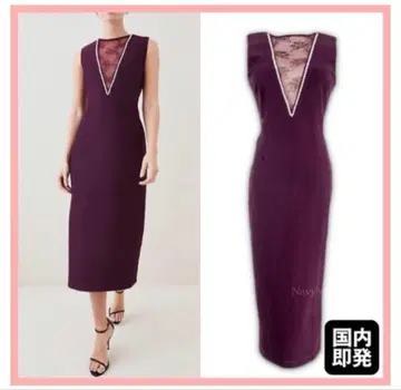 Karen Millen 레이스 V넥 타이트 롱 원피스 드레스