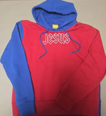 #FR2 JESUS 자수 후드티 빨간색/파랑 S 사이즈