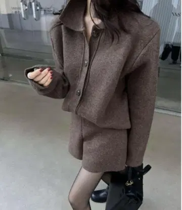 니트 팬츠 셋업 브라운