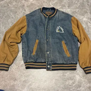 데님 바시티 자켓 브라운