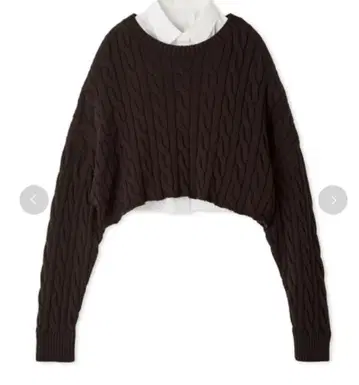 미라 오웬 셔츠 레이어드 케이블 단장 니트