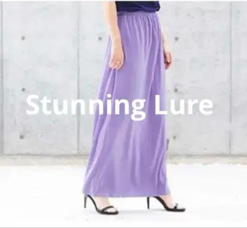 스터닝 루어 플리츠 롱 스커트 퍼플 사이즈 S