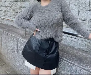 WONEM 크로커다일 패턴 에코 가죽 숏 스커트