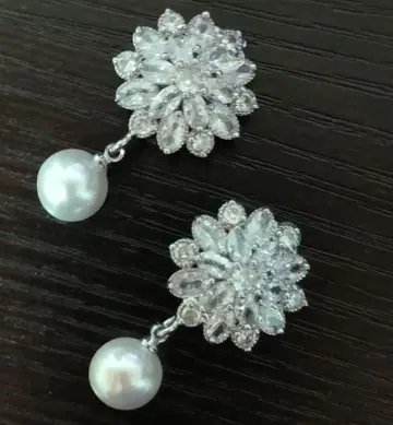 Swarovski Crystal 크리스탈 펄 드롭 귀걸이