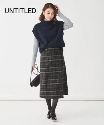 [컨디션 최상] 언타이틀 깔끔 랜덤 체크 랩 스타일 스커트 울