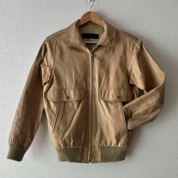빈티지 베이지 가죽 자켓 짧은 기장