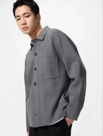 [UNIQLO] 밀라노 리브 셔츠 가디건 그레이 M 사이즈