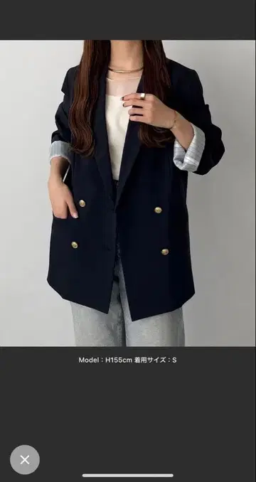 네이비 더블 브레스트 자켓 S 사이즈