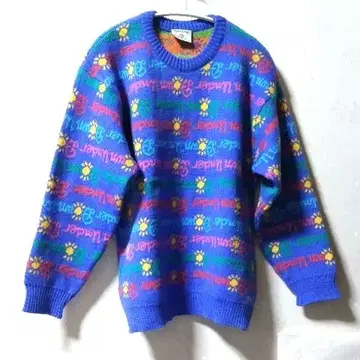 초레어 쇼와 레트로 켄 도운 올 패턴 스웨터 하이 게이지 니트