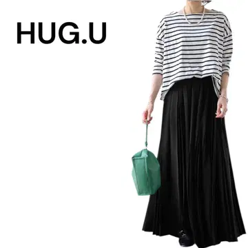 B324 HUG.U 유일한 플리츠 스커트 블랙 새상품 톨 사이즈