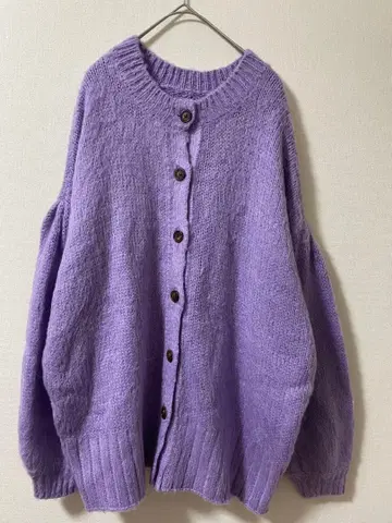 wcloset 퍼플 버튼 니트 가디건