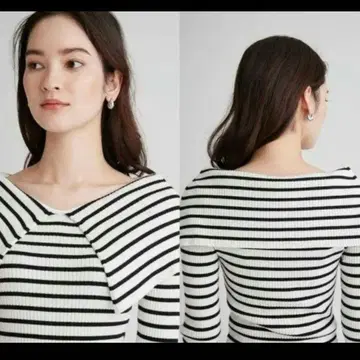 셀포드 빅 칼라 보더 리브 니트