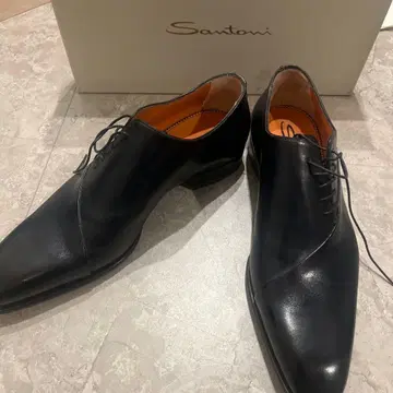 [ 미사용 새상품 ] Santoni 블랙 드레스 슈즈 사이즈 8