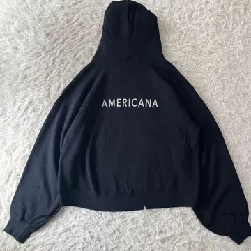 아메리카나 코튼 로고 후드티 블랙 맨투맨