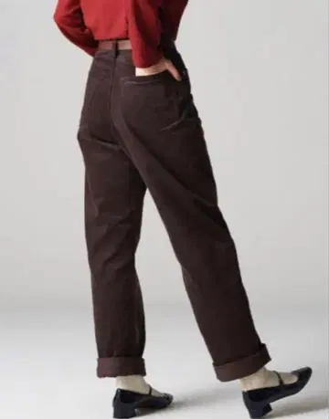 LENO CORDUROY HIGH WAIST PANTS kay