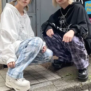 VOLCAN  반지 x 체인 체크 팬츠