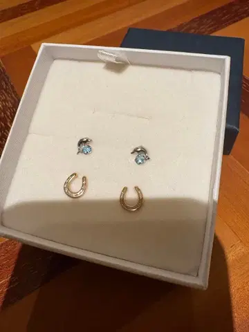 쥬얼리 츠츠미 귀걸이 verite 2개 세트 k10 yg wg