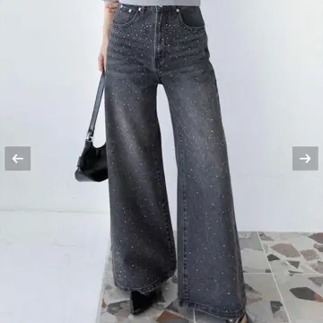 클리어 큐빅 와이드 데님 팬츠