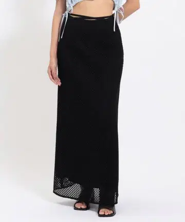 Ray BEAMS / 메쉬 레이어 롱 스커트