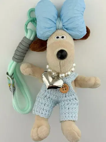 그루미트 스카이블루 리본 니트 팬츠 하트