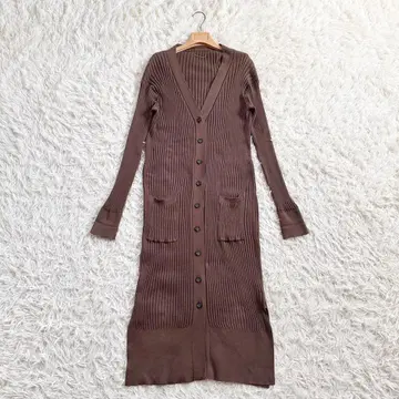 [ 착용 3회 정도 ] 라빠르망 캐시미어 혼방 리브 롱 가디건 브라운