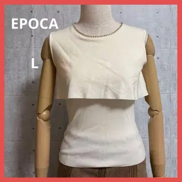 에포카 [ L ] 슬리브리스 상의 아이보리 신축 비쥬 장식 넥라인