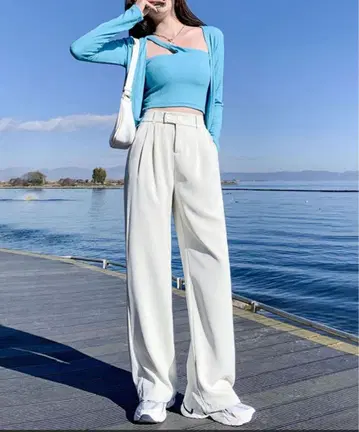 더블 버튼 하이웨스트 컬러 턱 슬랙스