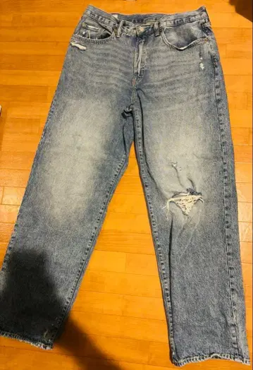 GAP 워시웰 배기 데님 33 32 라이트 인디고 블루